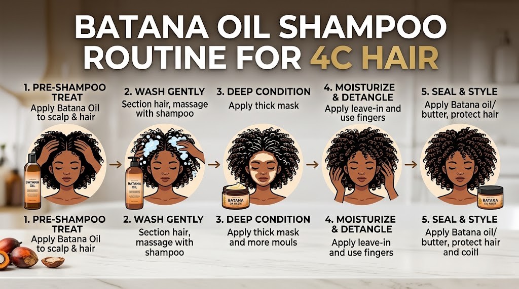 batana oil shampoo routine for 4C hair